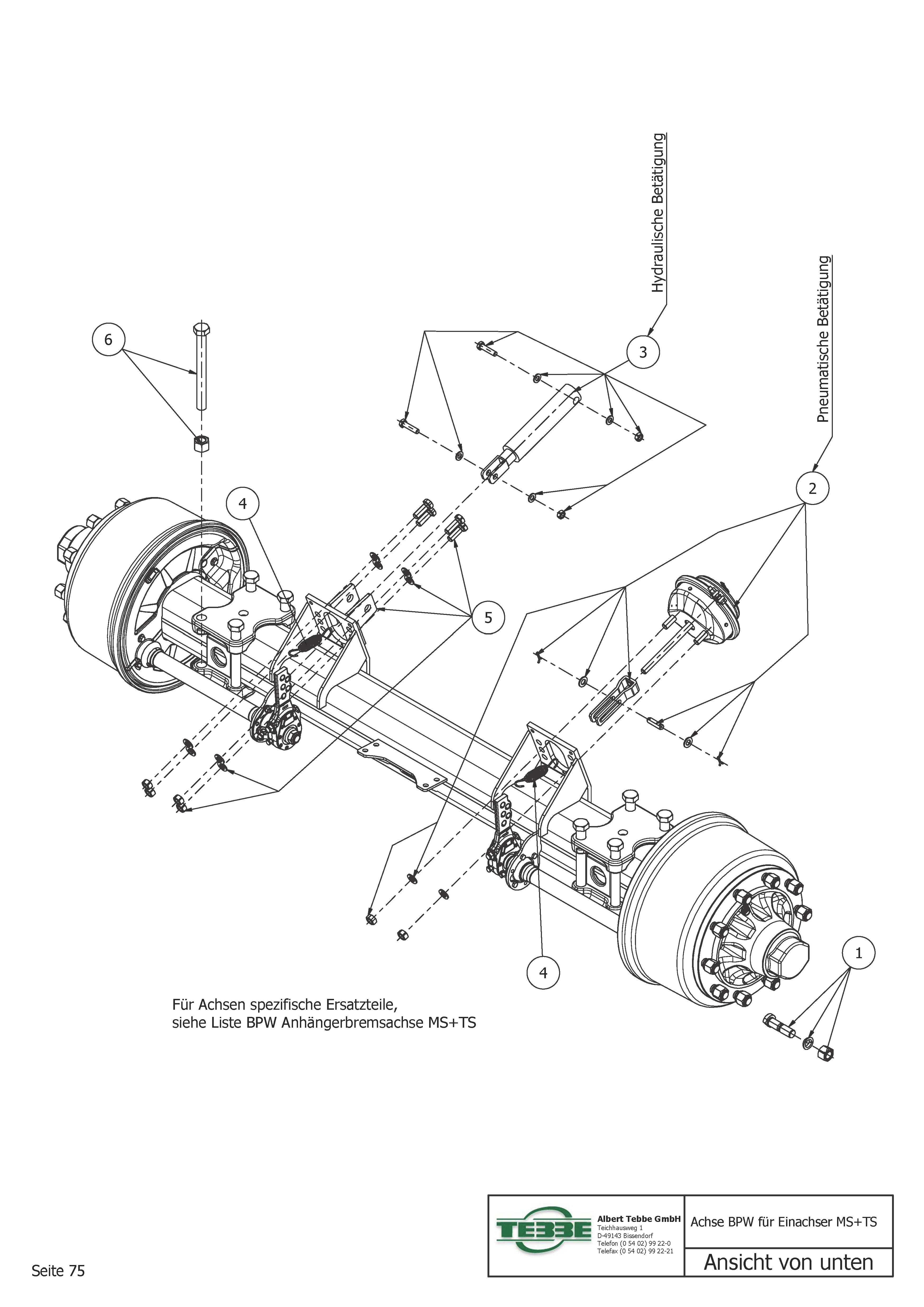 BPW-as voor eenasser MS+TS